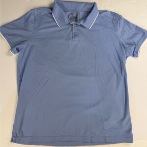 Raffi Polo Shirt Adult Large Baby Blue White Stripe Logo Short Sleeve Button